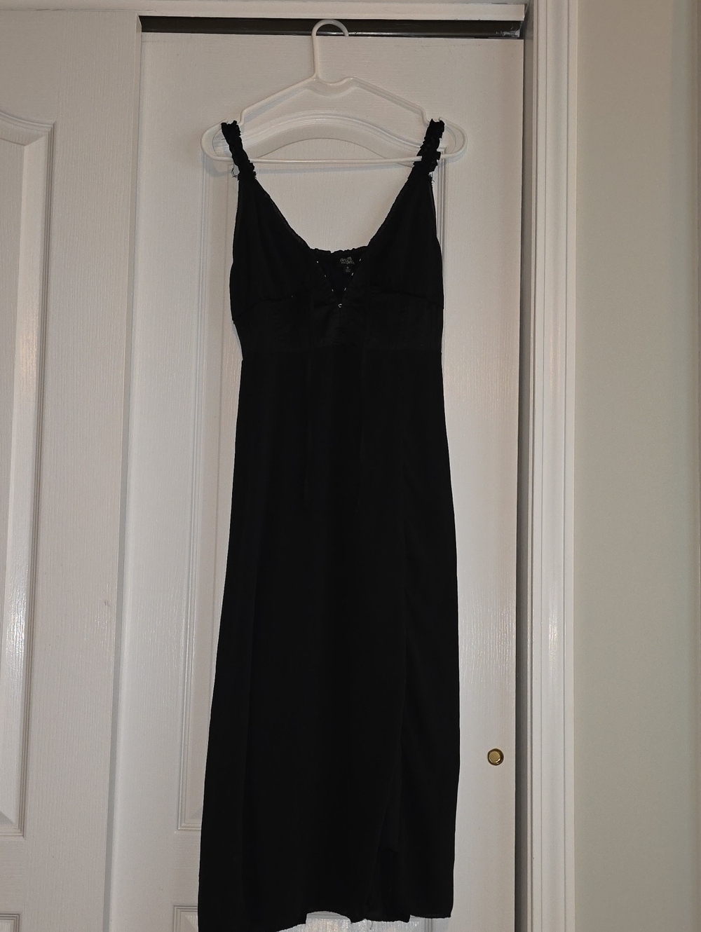 Elegant Black Midi Slip Dress - Women